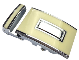 Пряжка АВТОМАТ для ременя з тріскачкою 35мм М-20901 колір Нікель + бежевий