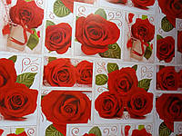 Бумага размер 1 метр на 70 см подарочная с рисунком розы для упаковки подарков 1 шт