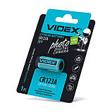 Батарейка літієва Videx CR123A 3V 1 pc blister card 20 шт./пач./пач., фото 2