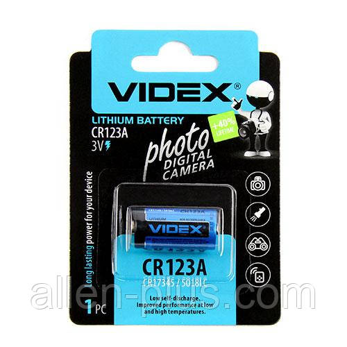 Батарейка літієва Videx CR123A 3V 1 pc blister card 20 шт./пач./пач.