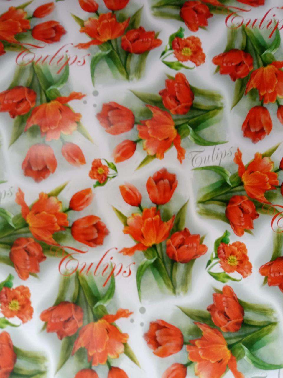 Папір з малюнком тюльпани для пакування подарунків, фото 1