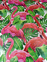 Бумага размер 1 метр на 70 см подарочная с рисунком фламинго для упаковки подарков 1 шт