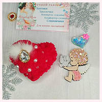 Плюшеві серця на гумках або шпильках на вибір. Бантики