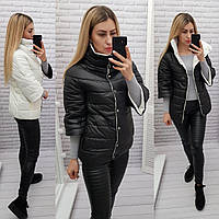 Весняна куртка з укороченим рукавом, арт.  415, чорний / білий