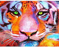 Алмазная Мозаика SHLab Цветной Тигр Набор Вышивки Камнями SH-19118 30x20 см (Полная Выкладка)