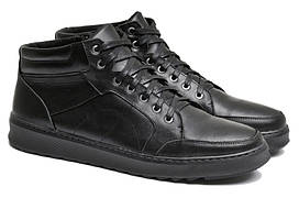 Чоловічі зимові черевики з нат. шкіри великого розміру Black р. 46 47 48 49 50