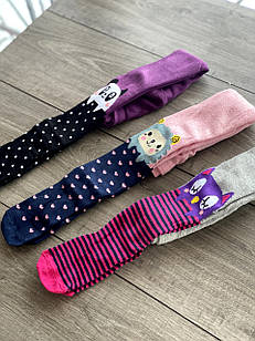 Дитячі колготи Bross бавовна з пандою совою і Левеня в смужку в горошок  6 шт в уп асорті