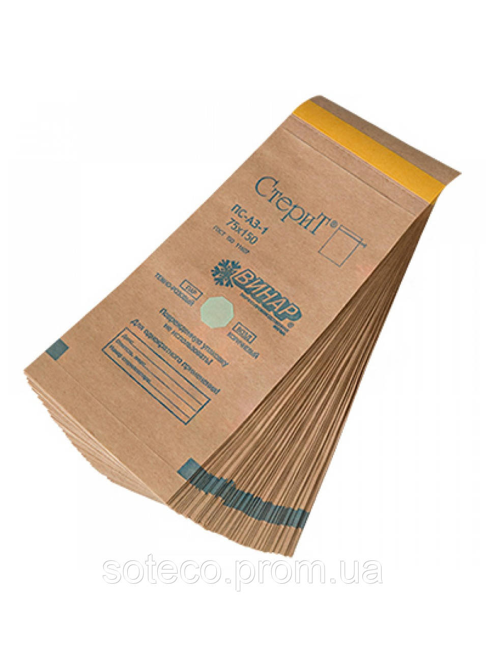 Пакеты для стерилизации Винар бумажные из крафт-бумаги 115х245 мм (100 шт) - фото 2 - id-p1341225997