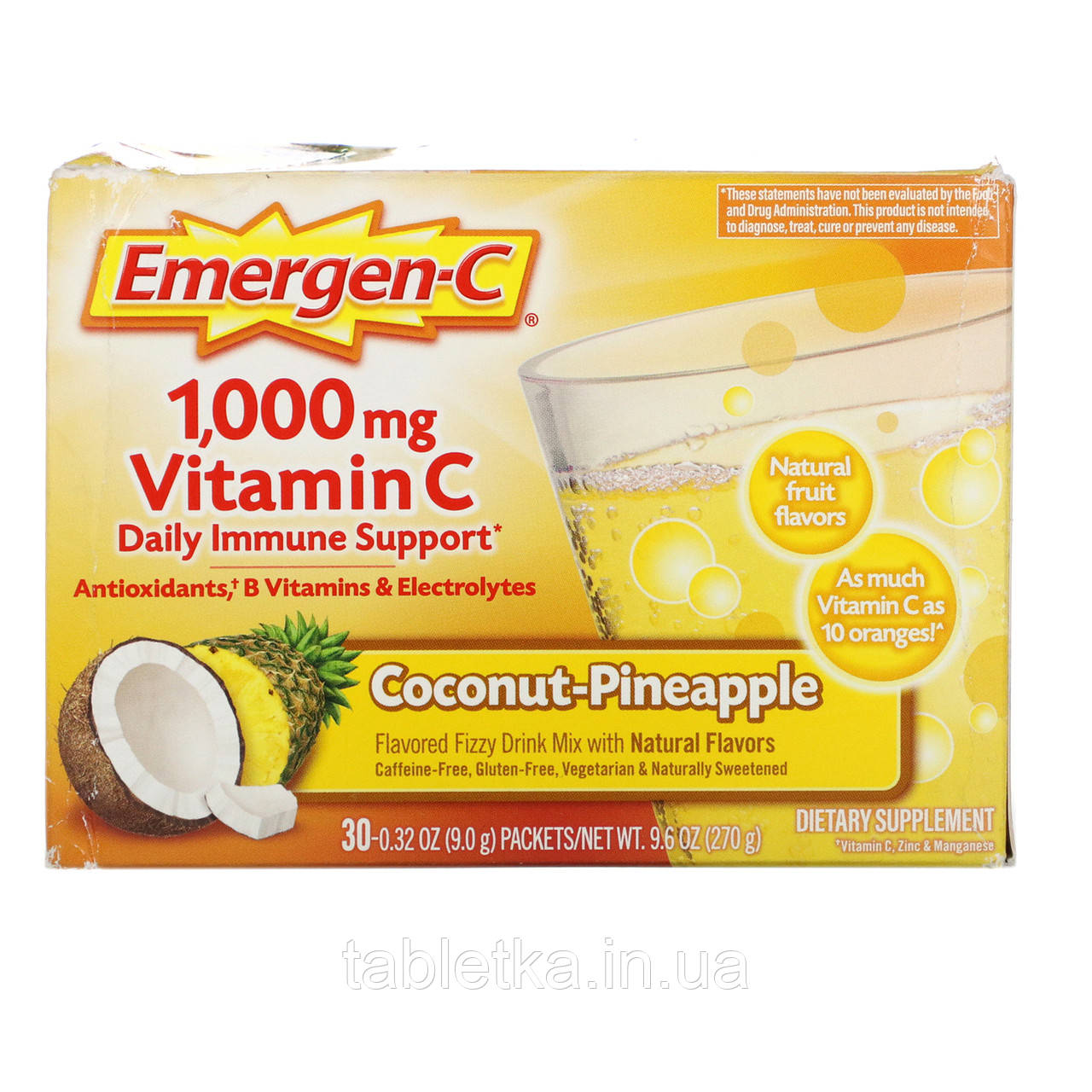 Emergen-C, Vitamin C, Coconut-Pineapple, 1,000 mg, 30 Packets, 0.32 oz (9.0 g) Each (Discontinued Item)