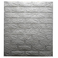 Самоклеючі шпалери Декоративна 3D панель ПВХ 1 шт, під сіру цеглу срібло (3 мм)