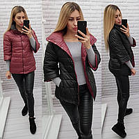 Куртка жіноча дворядня, арт. 415, чорний / бордо