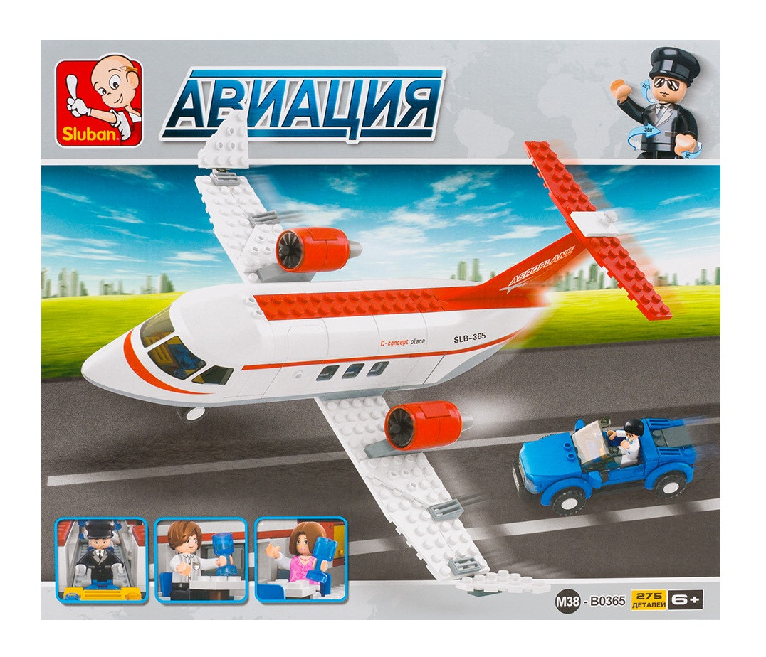 Конструктор дитячий  - "Літак - Авіація - 275 деталей" -  Sluban SLB-365 / детский самолет, мелкие детали