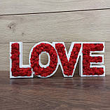 Слово любов ( лав, лове) з дерева та моху - Подарунок та декор на день святого Валентина, весілля, фото 3