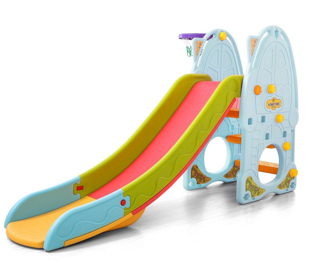 Купить Горка детская пластиковая голубая с розовым с сеткой для игры в ...