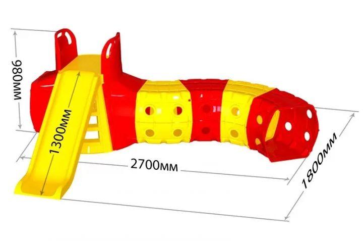 Гірка з тунелем дитяча, жовто-червона (01470/2)