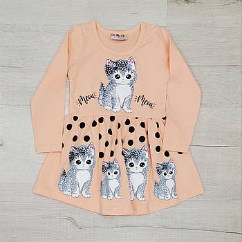 Дитяче персикове плаття для дівчинки "cat" / 1-2 / 86-92