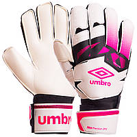 Рукавички воротарські з захисними вставками на пальці UMBRO біло-рожеві FB-894-2, 10