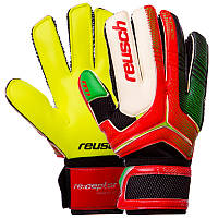 Перчатки для футбола с защитными вставками на пальцы REUSCH зелёно-красные FB-869, 10: Gsport