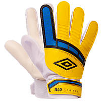 Перчатки вратарские для футбола юниорские желто-синие FB-838 (OF), 7: Gsport