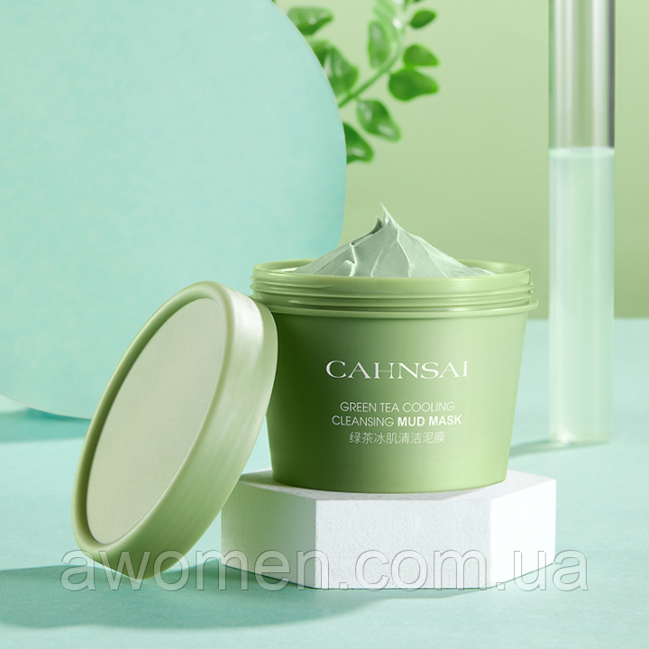 Уценка! Маска для обличчя Cahnsay Green Tea Cooling Mud Mask з екстрактом зеленого чаю 100 g (м'ята коробка)