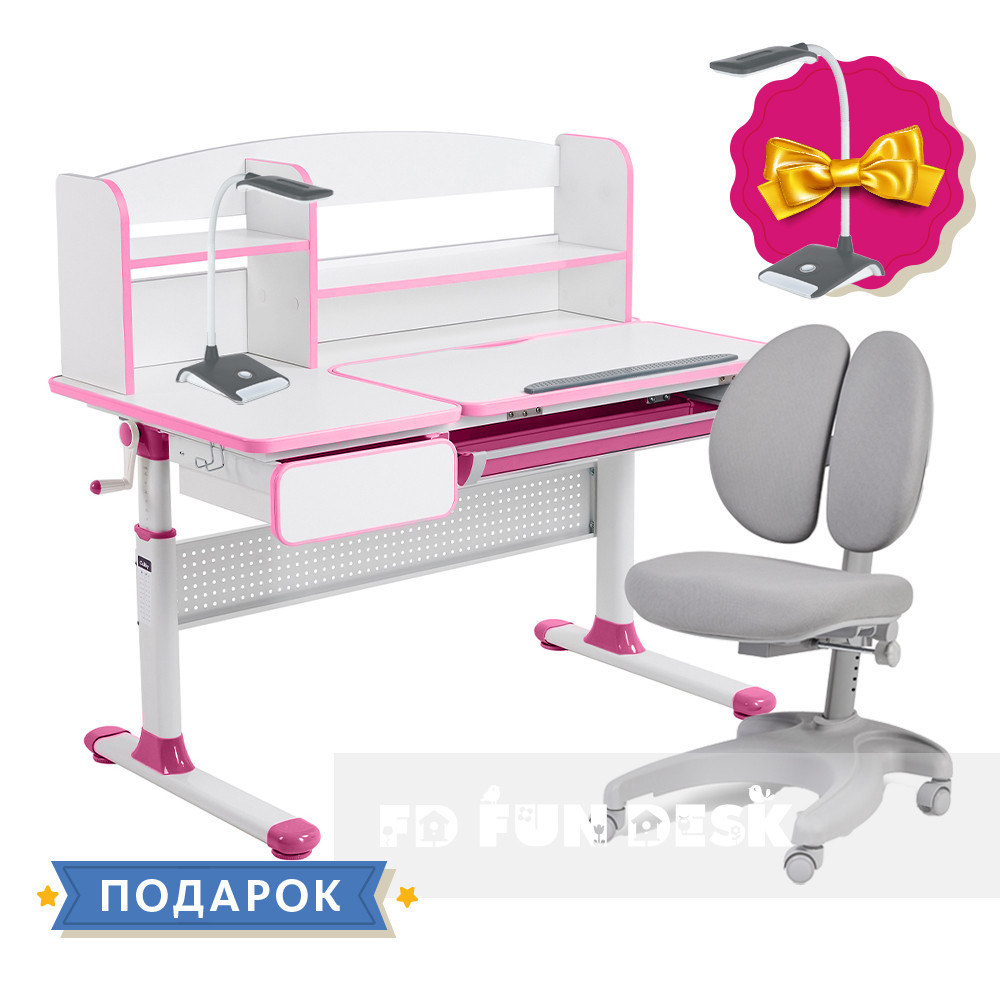 Комплект для принцеси 👸 парта Cubby Rimu Pink + ергономічне крісло FunDesk Solerte Grey
