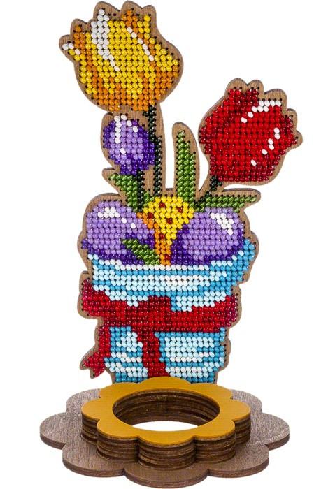 Набір для вишивання на дереві Квіточки в блакитній вазі FLK-329