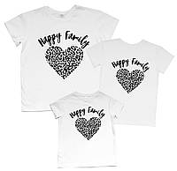Набор одинаковых футболок "happy family + сердце" Family look