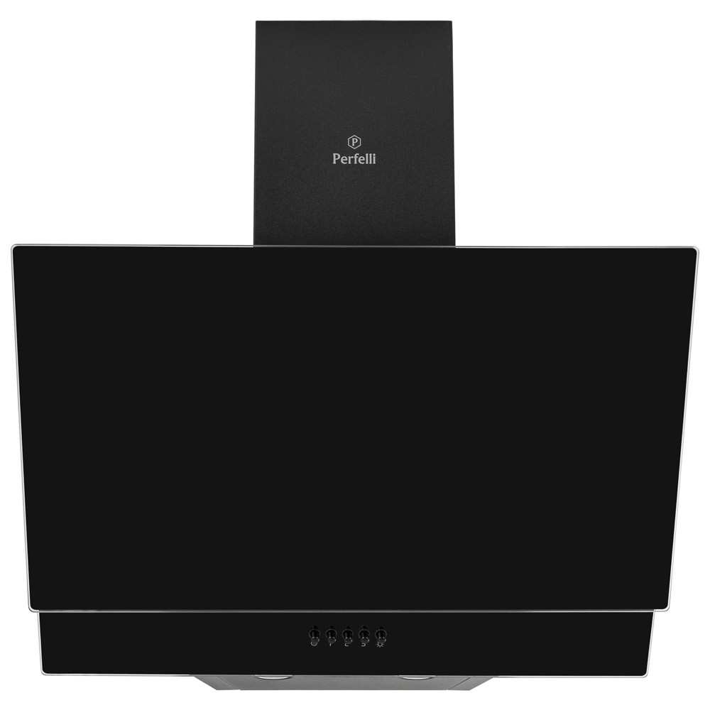 Чорна настінна декоративна похила кухонна витяжка Perfelli DN 6452 D 850 BL LED, шириною 60 см, фото 1