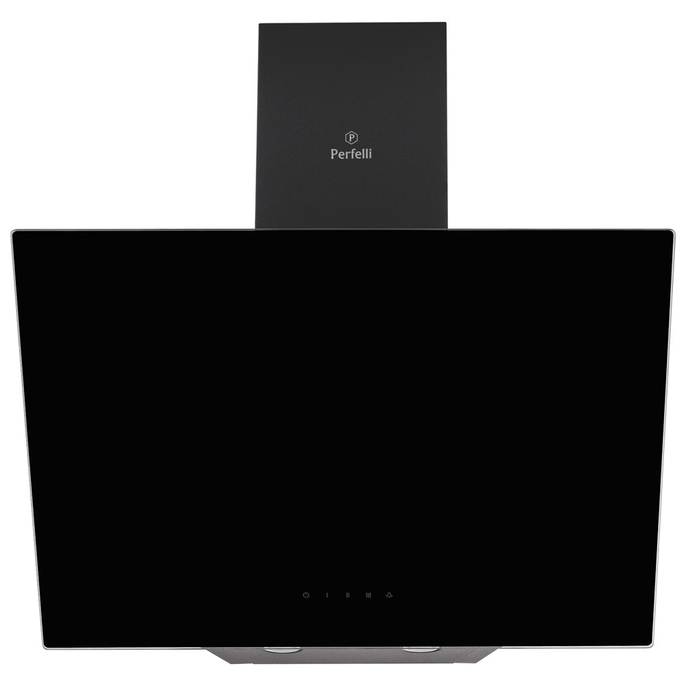 Чорна похила кухонна витяжка Perfelli DNS 6422 D 850 BL LED, сенсорна настінна декоративна, 60 см, фото 1