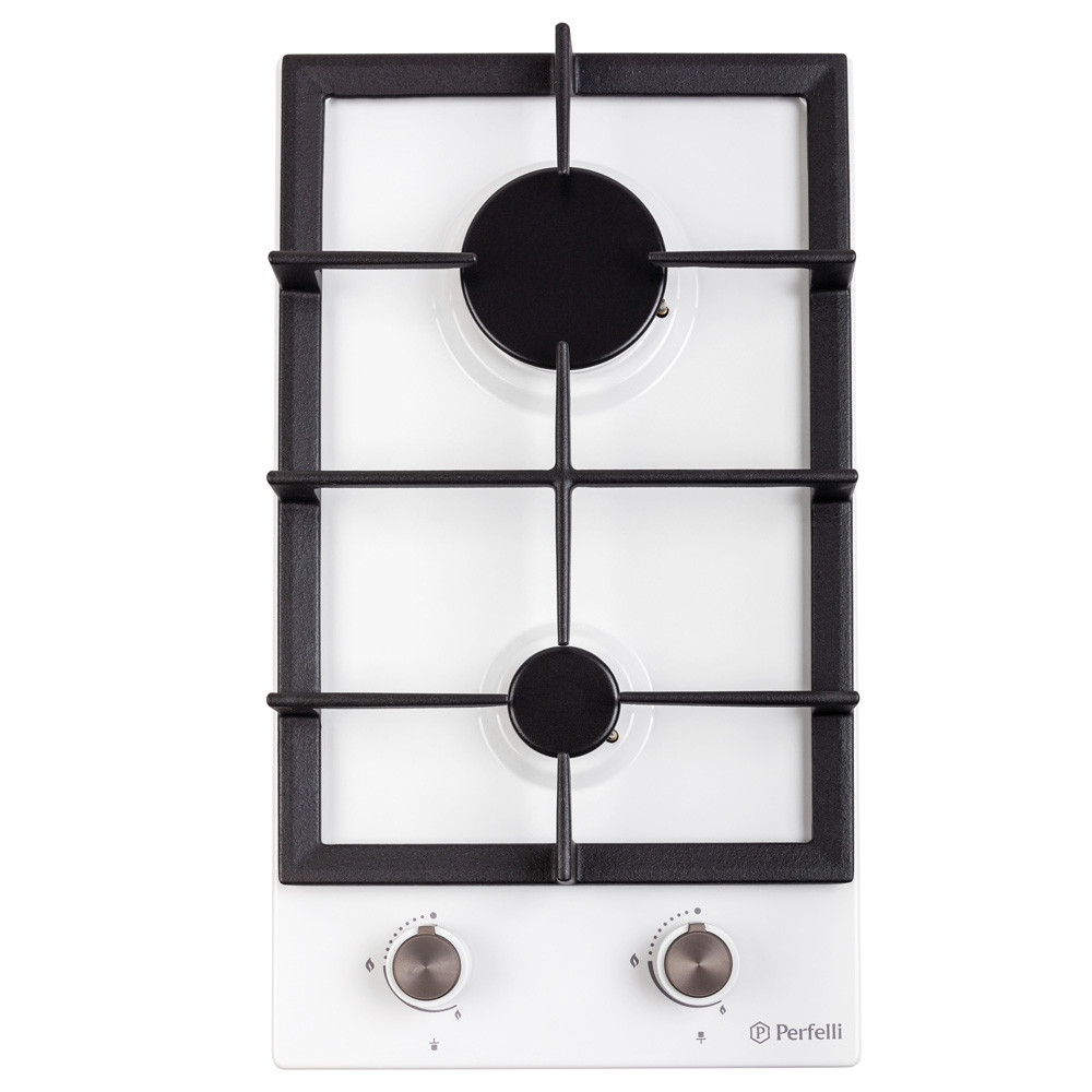 Газова варильна поверхня на металі Domino Perfelli HGM 31424 WH, біла емаль на 2 конфорки, фото 1