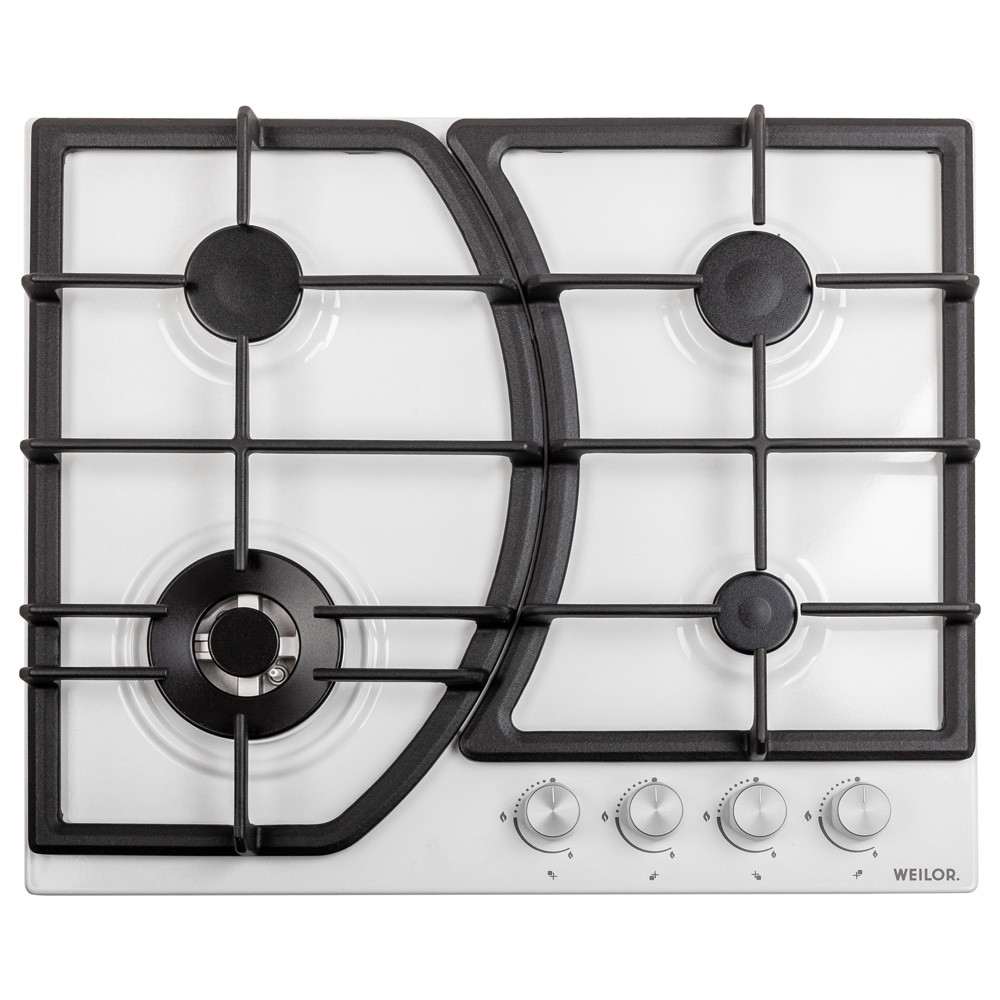 Газова робоча поверхня на металі WEILOR GM W 644 WH, біла емальована з турбо конфоркою, газ-контроль, фото 1