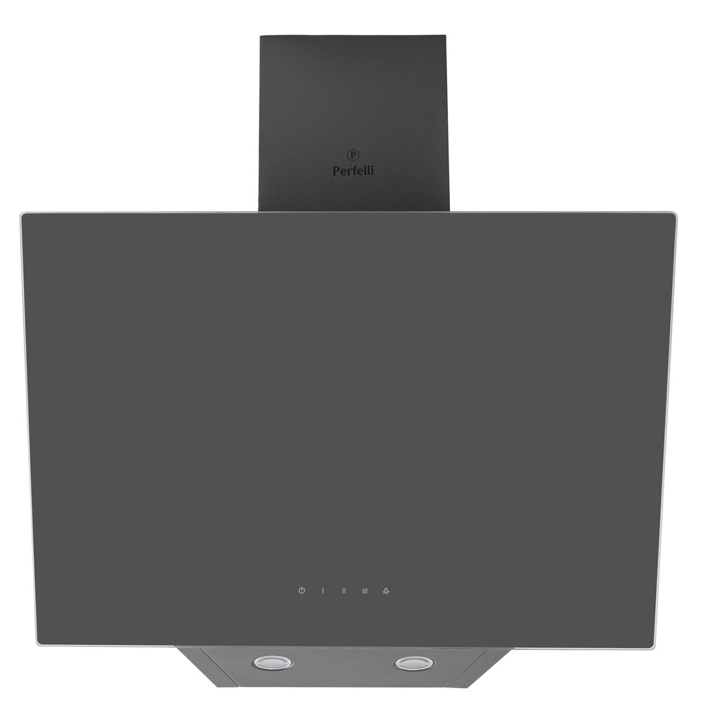 Сіра похила кухонна витяжка Perfelli DNS 6422 D 850 GR LED, сенсорна настінна декоративна, 60 см, фото 1
