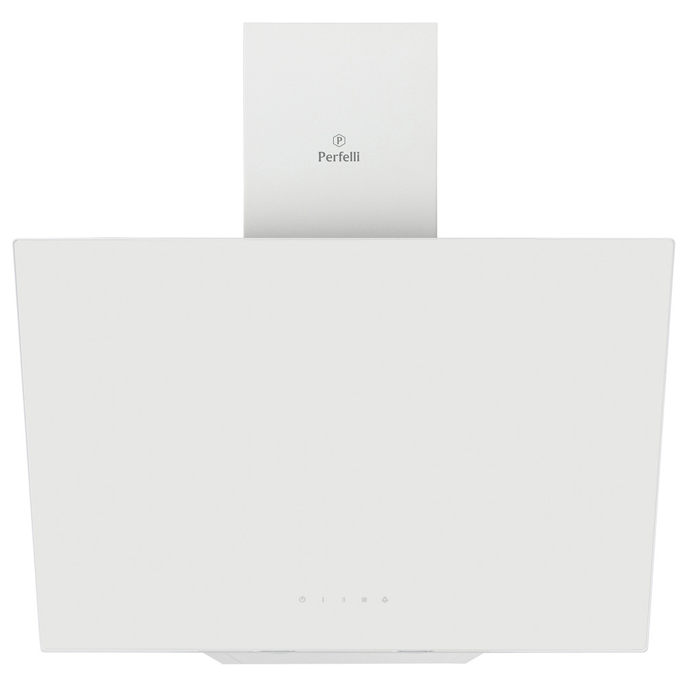 Біла похила кухонна витяжка Perfelli DNS 6422 D 850 WH LED, сенсорна настінна декоративна, 60 см, фото 1