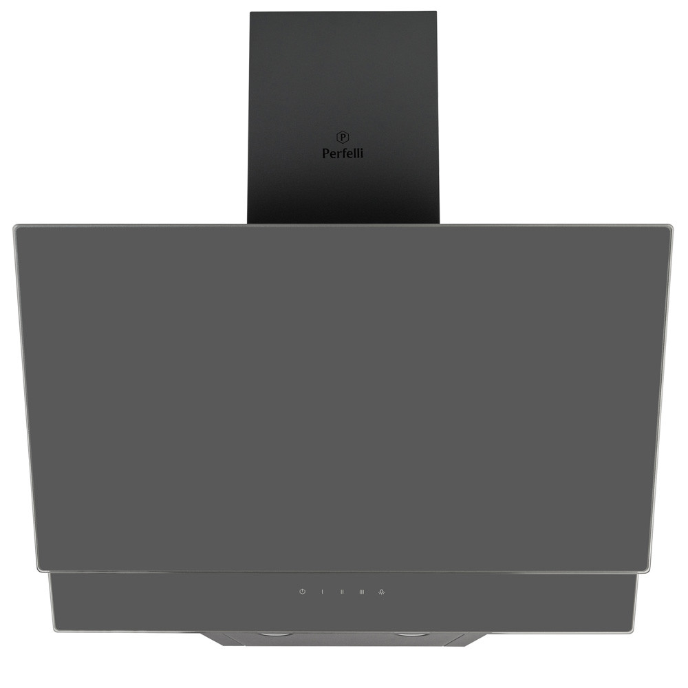 Сіра похила кухонна витяжка Perfelli DNS 6452 D 850 GR LED, сенсорна настінна декоративна, 60 см, фото 1