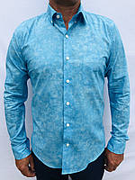 Чоловіча сорочка абстрактно-голубого кольору