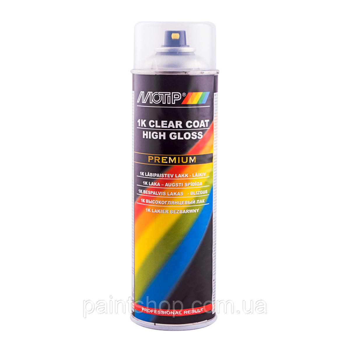 Лак аерозольний акриловий Motip Premium Line 1K Clear Coat високоглянцевий 500 мл, фото 1