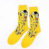 Носки Климт Поцелуй имиджевые желтые носочки яркие