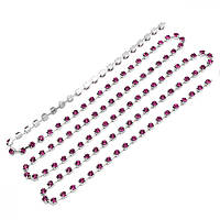 Ланцюг зі стразами латунь 2,8 мм/1,5 м колір срібло рожеві стрази УТ10020916