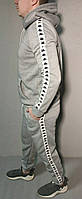 Штани утеплені сірі з біло-чорними лампасами Карра