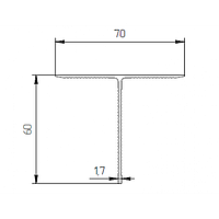 Тавр алюминиевый 70х60х2,2 мм рифленый