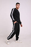 Штани утеплені чорні з лампасами Quest Wear White