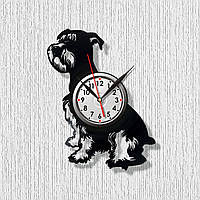 Шнауцер часы Собака часы винил Маленька собачка Собака Шнауцер Черные часы Шнауцер Часы на стену Порода собак
