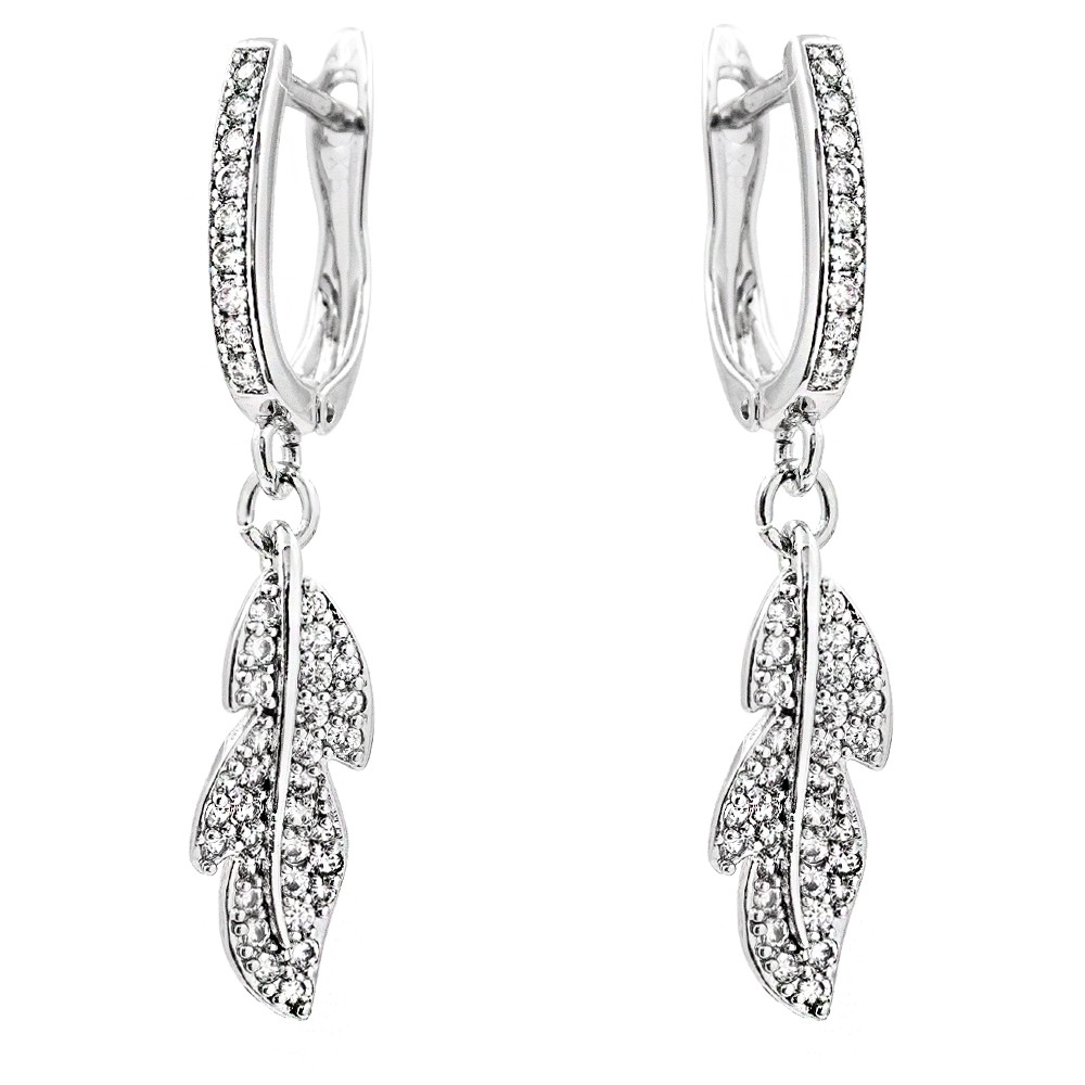 Сережки Xuping класичні "Пір'їнка" родиум 370541, фото 1