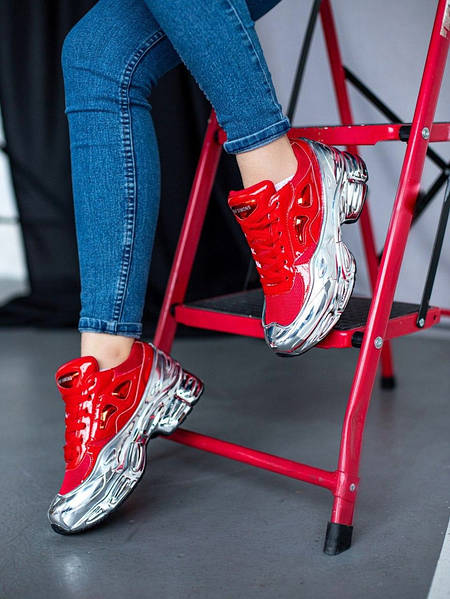 Red and silver raf simons shoes hot sale