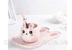 Кухоль Зайчик із блюдцем і ложечкою