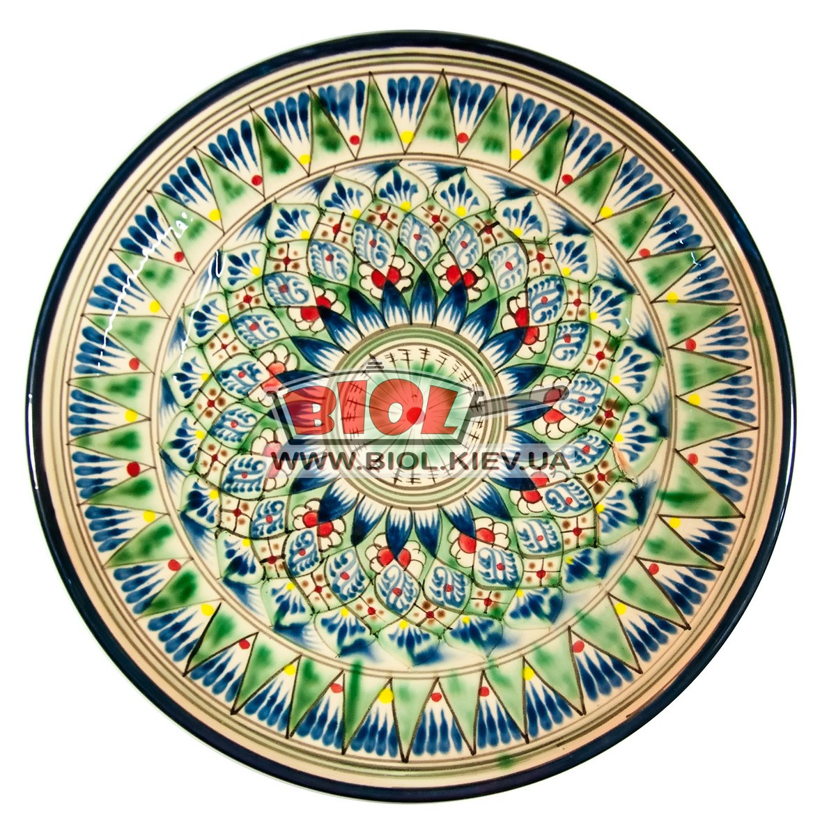 Тарілка вузбекська плоска 27х3,5 см, ручний розпис (варіант 2), фото 1