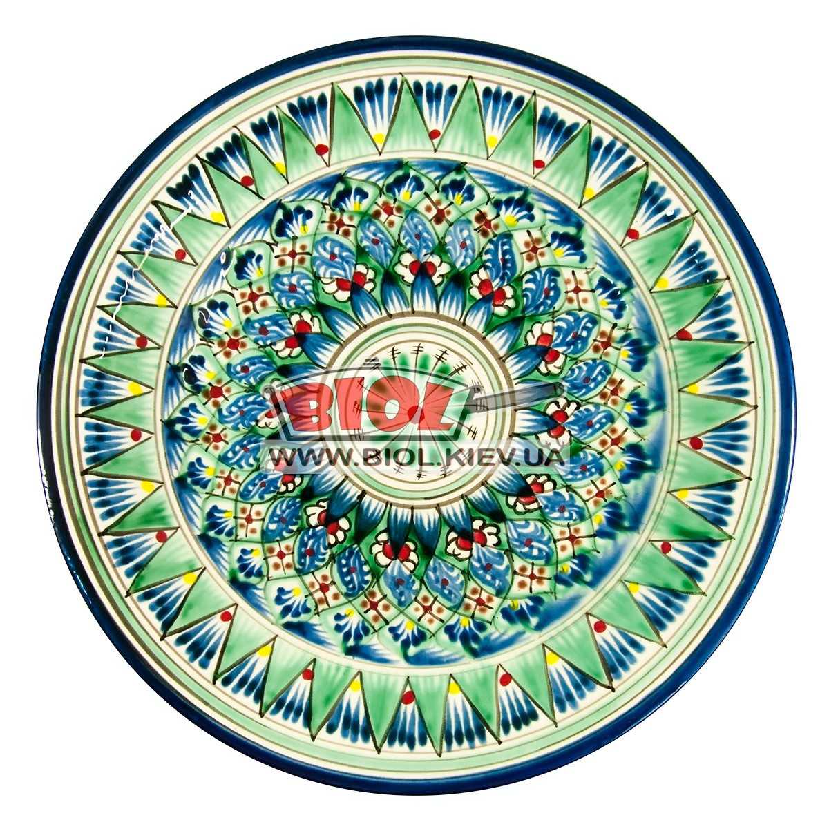 Тарілка вузбекська плоска 27х3,5 см, ручний розпис (варіант 3), фото 1