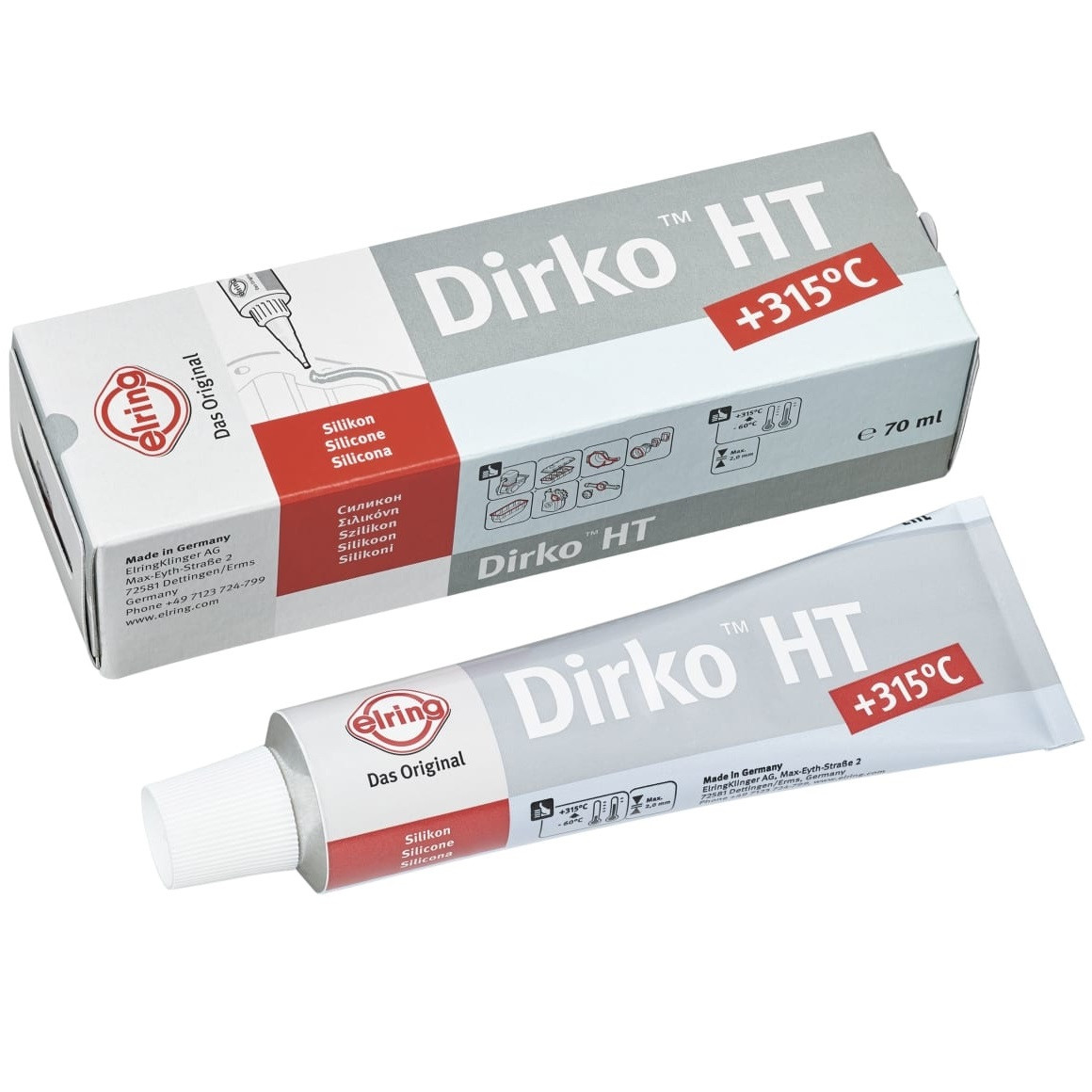 Силиконовый герметик ELRING Dirko HT - 60 °C до +315 °C серый 70 мл ...