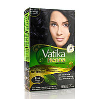 Фарба на основі хни, 1,1 глибокий чорний, Vatika Hair Colour Powder, 60 г (6 пакетиків по 10 г)