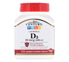 21st Century Vitamin D3 10 mcg (400 IU) 110 Tabs (Orange)